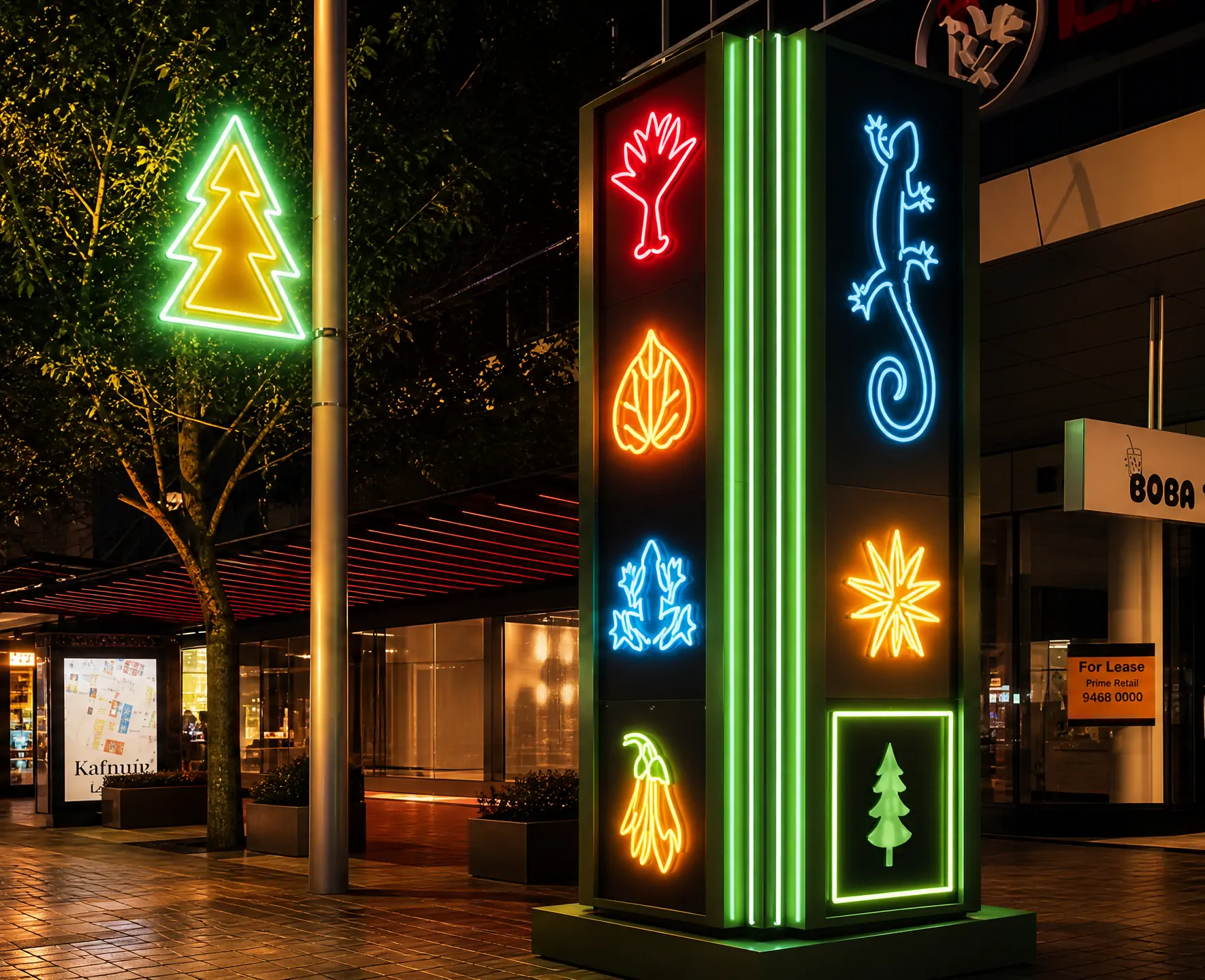 Auckland city center neon signage application