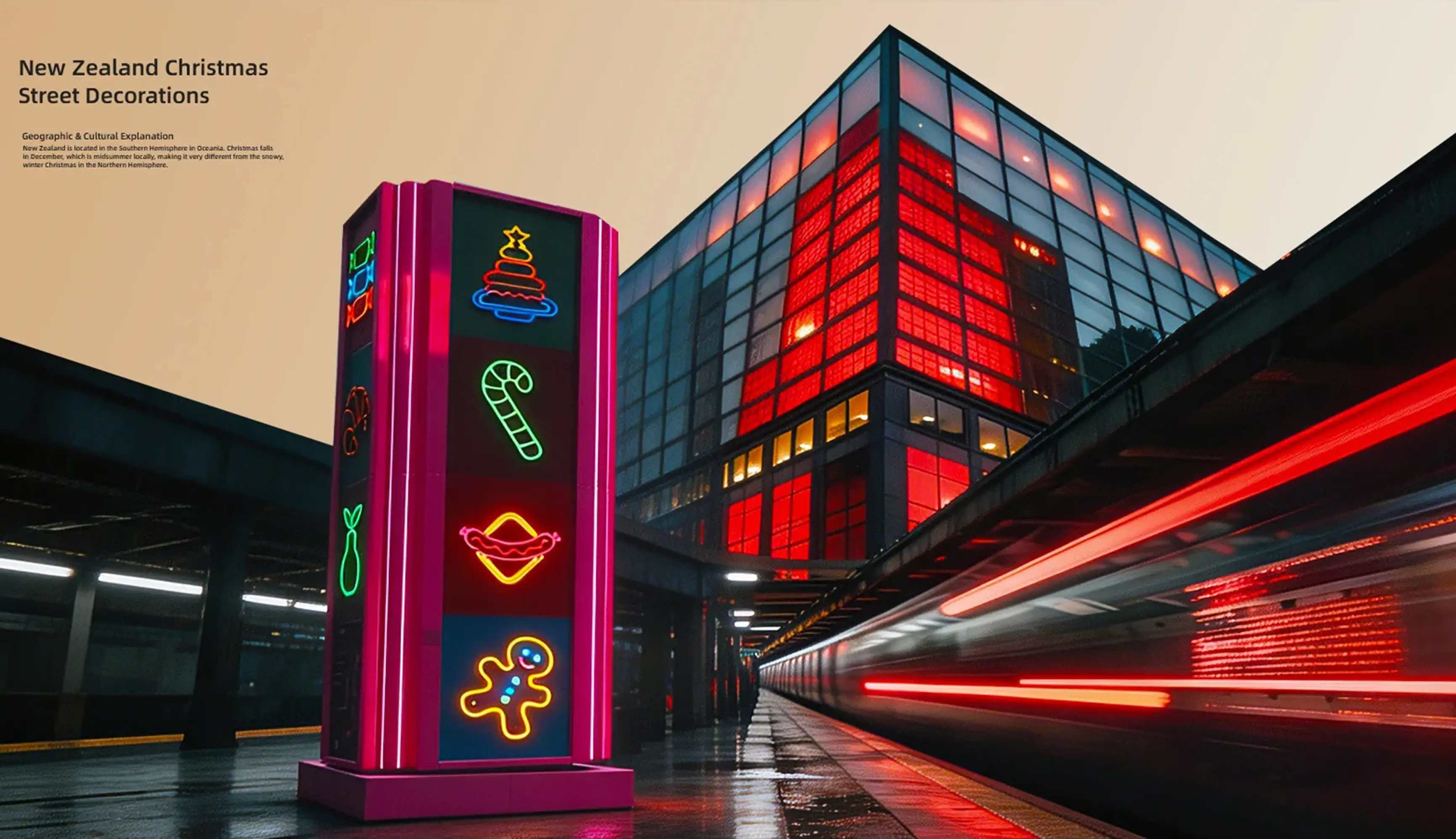 Auckland city center neon signage application cover