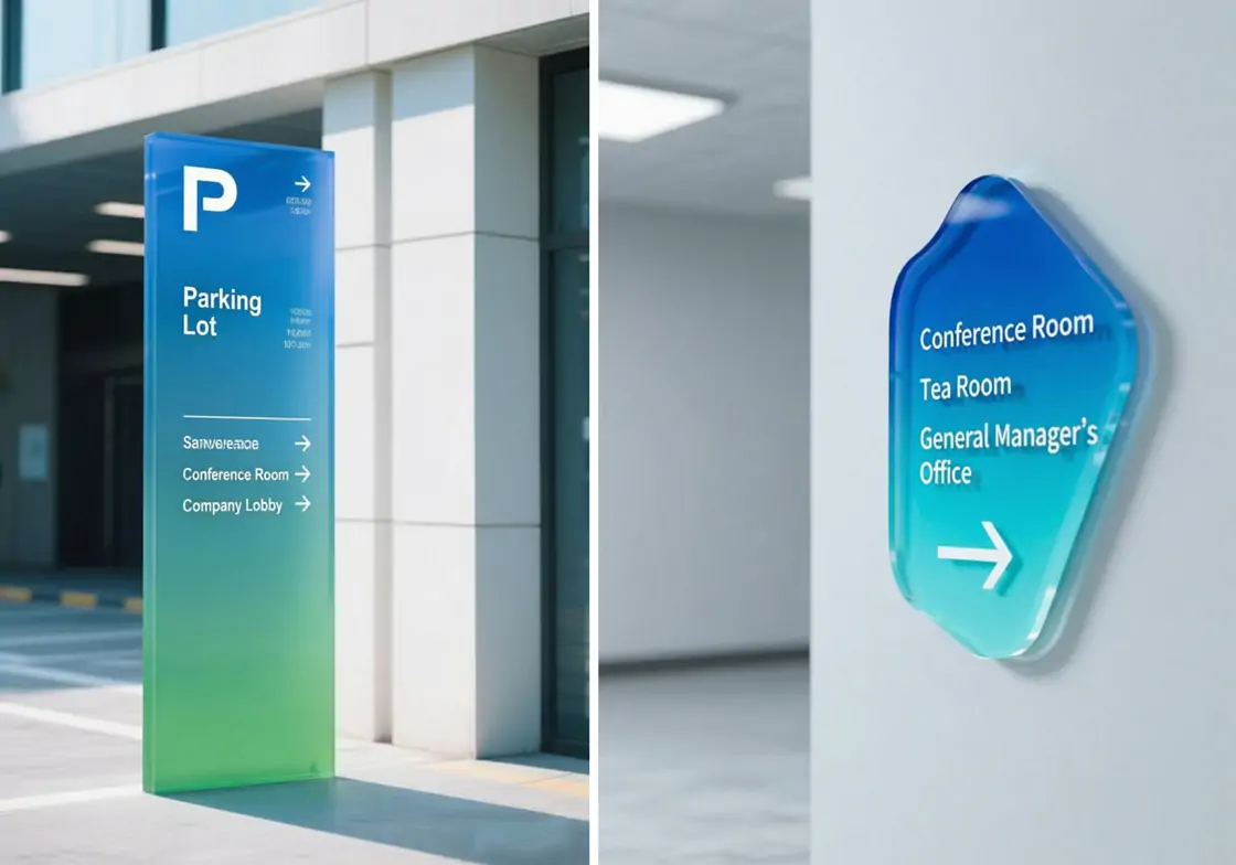 Lc sign dyed acrylic wayfinding